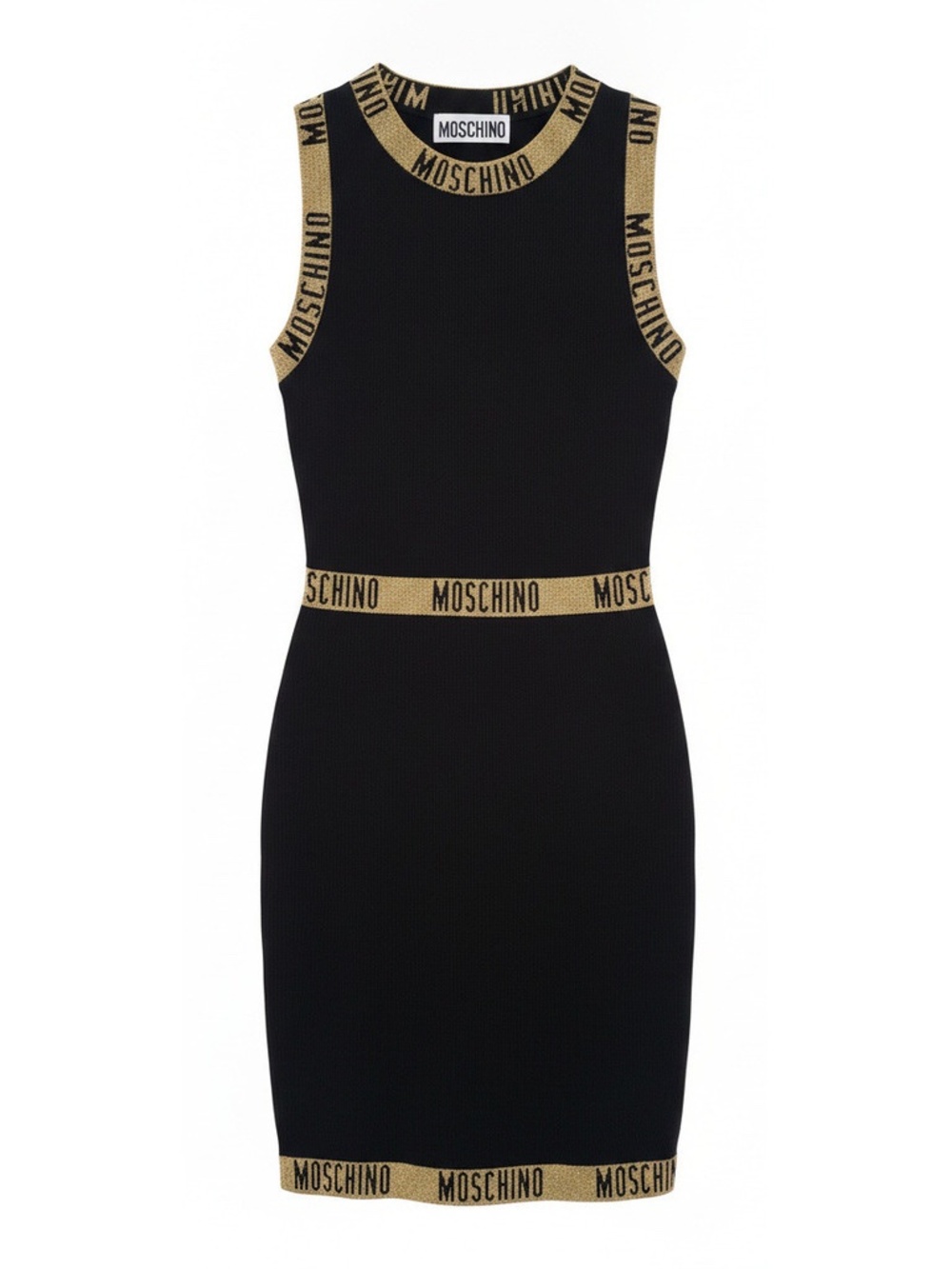 Moschino A04945500-1555 Moschino Logo Band Bodycon Dress Black Dress - Picture 2 of 4